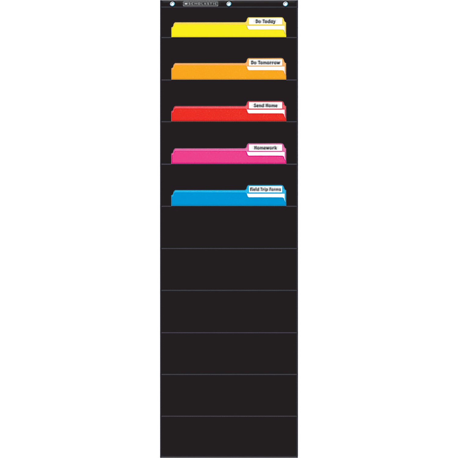 File Organizer 10-Pocket Chart, 14" x 46-1/2", Black