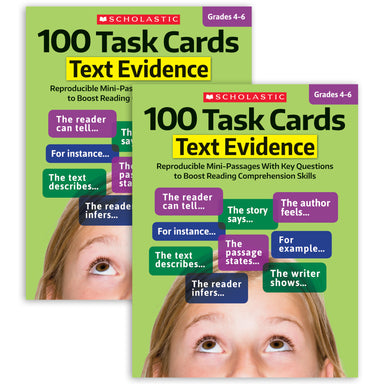 100 Task Cards: Text Evidence Text Activity Book, Pack of 2 - A1 School Supplies