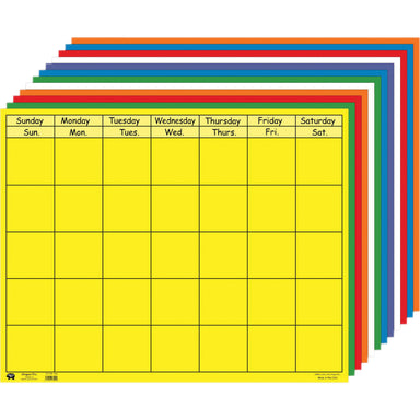 Horizontal Calendar Set, 22" x 28", Assorted Colors, Pack of 12 - A1 School Supplies