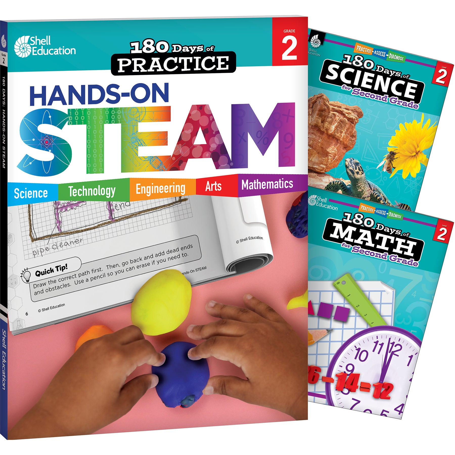 180 Days STEAM, Science, & Math Grade 2: 3-Book Set