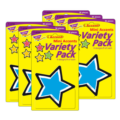 Bold Strokes Stars Mini Accents Variety Pack, 36 Per Pack, 6 Packs - A1 School Supplies