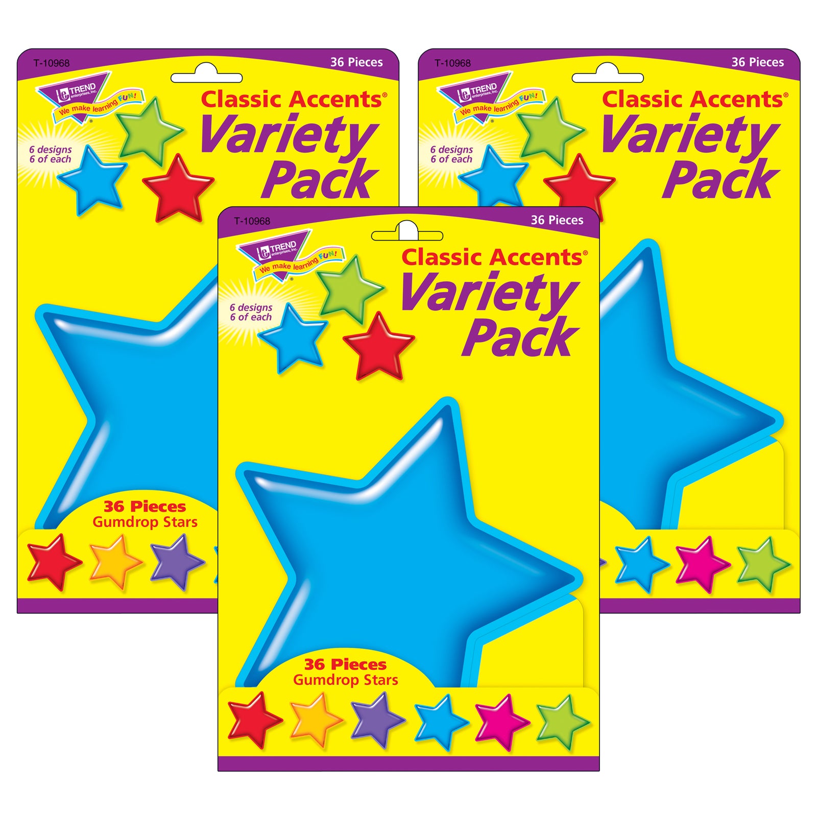 Gumdrop Stars Classic Accents® Variety Pack, 36 Per Pack, 3 Packs