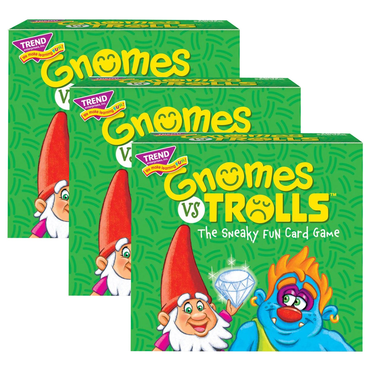 GNOMES vs TROLLS™ Three Corner™ Card Game, Pack of 3