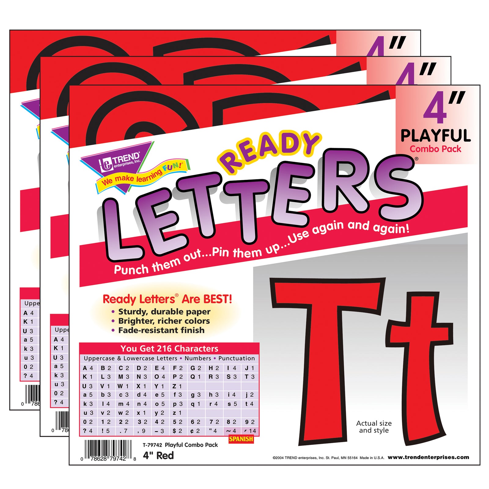 Red 4" Playful Combo Ready Letters®, 3 Packs