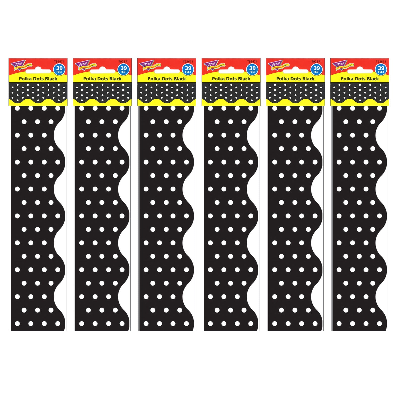 Polka Dots Black Terrific Trimmers®, 39 Feet Per Pack, 6 Packs