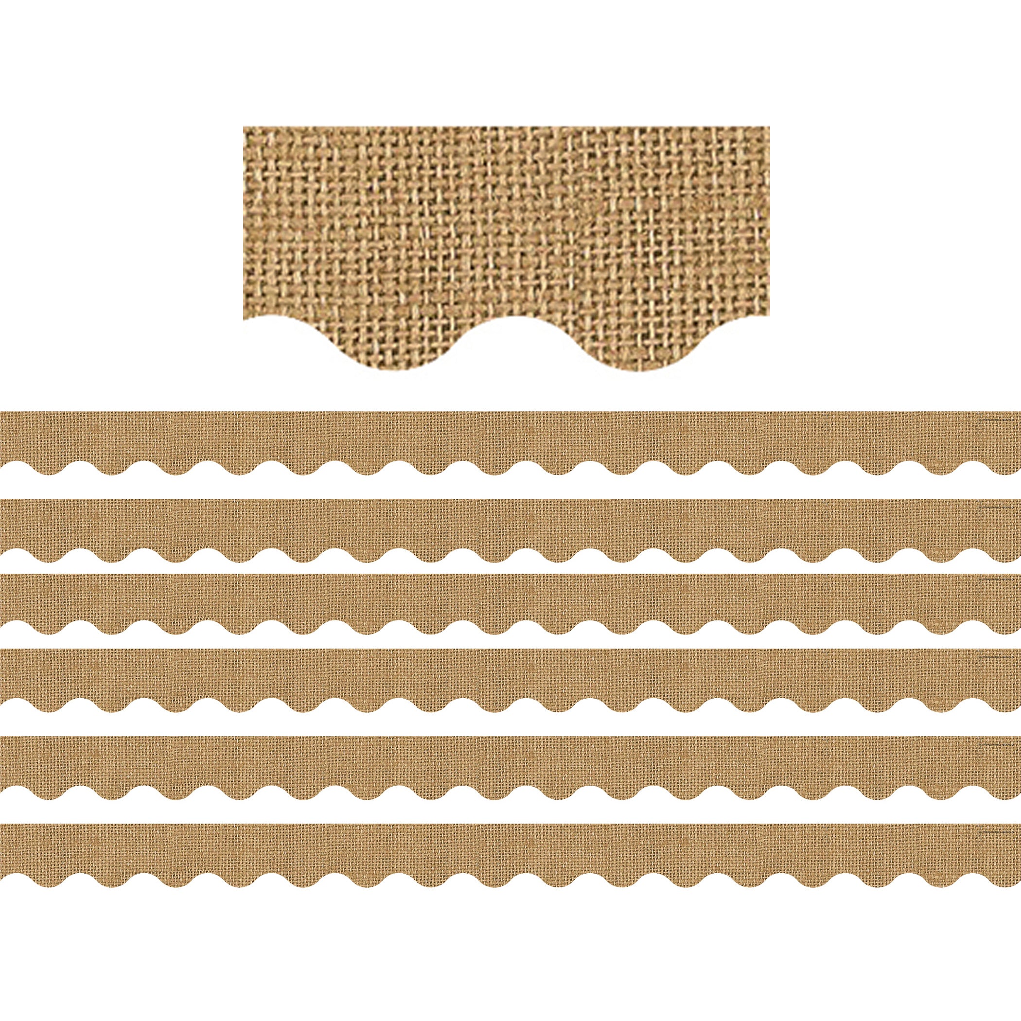 Burlap Design Scalloped Border Trim, 35 Feet Per Pack, 6 Packs