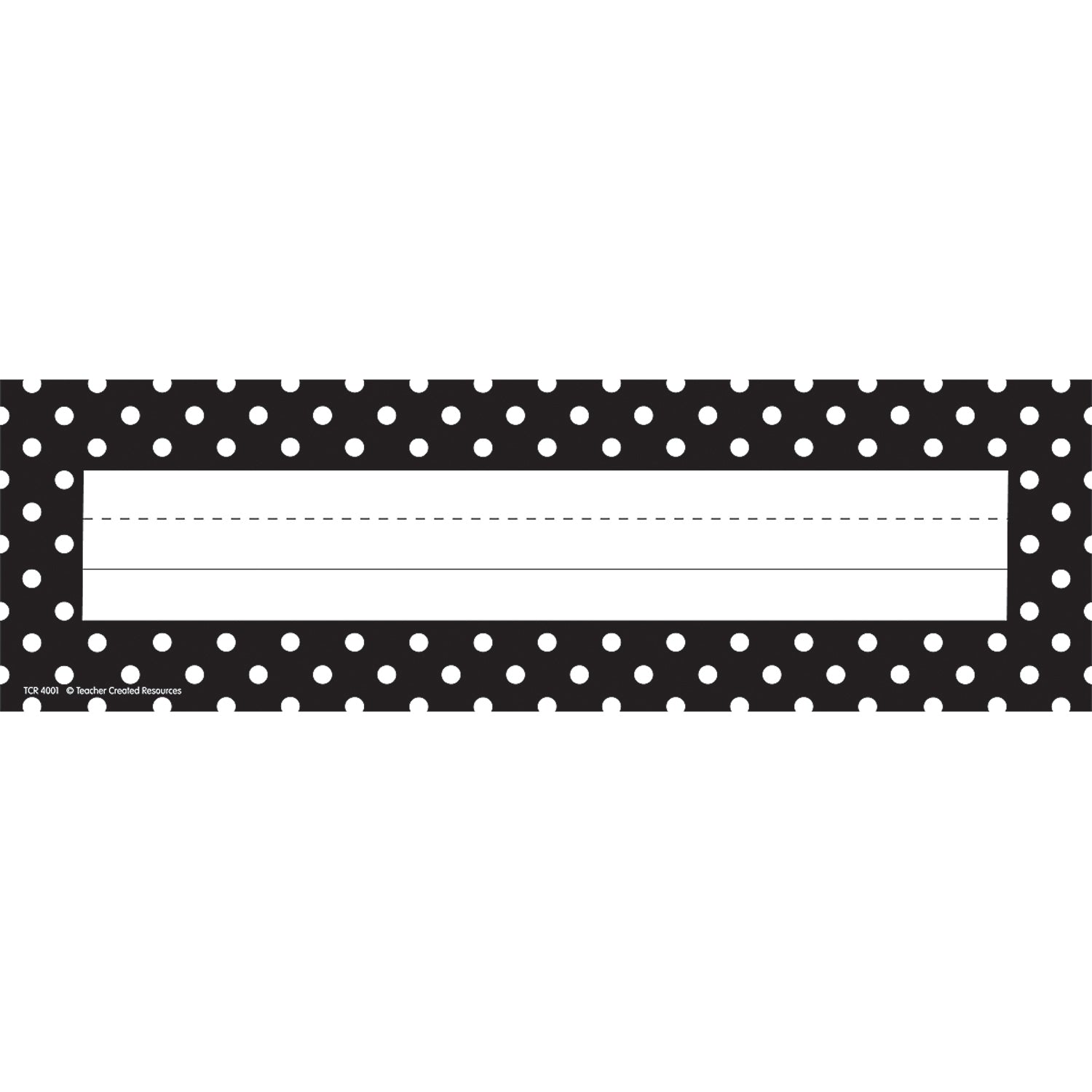 Black Polka Dots Flat Name Plates, 36 Per Pack, 6 Packs