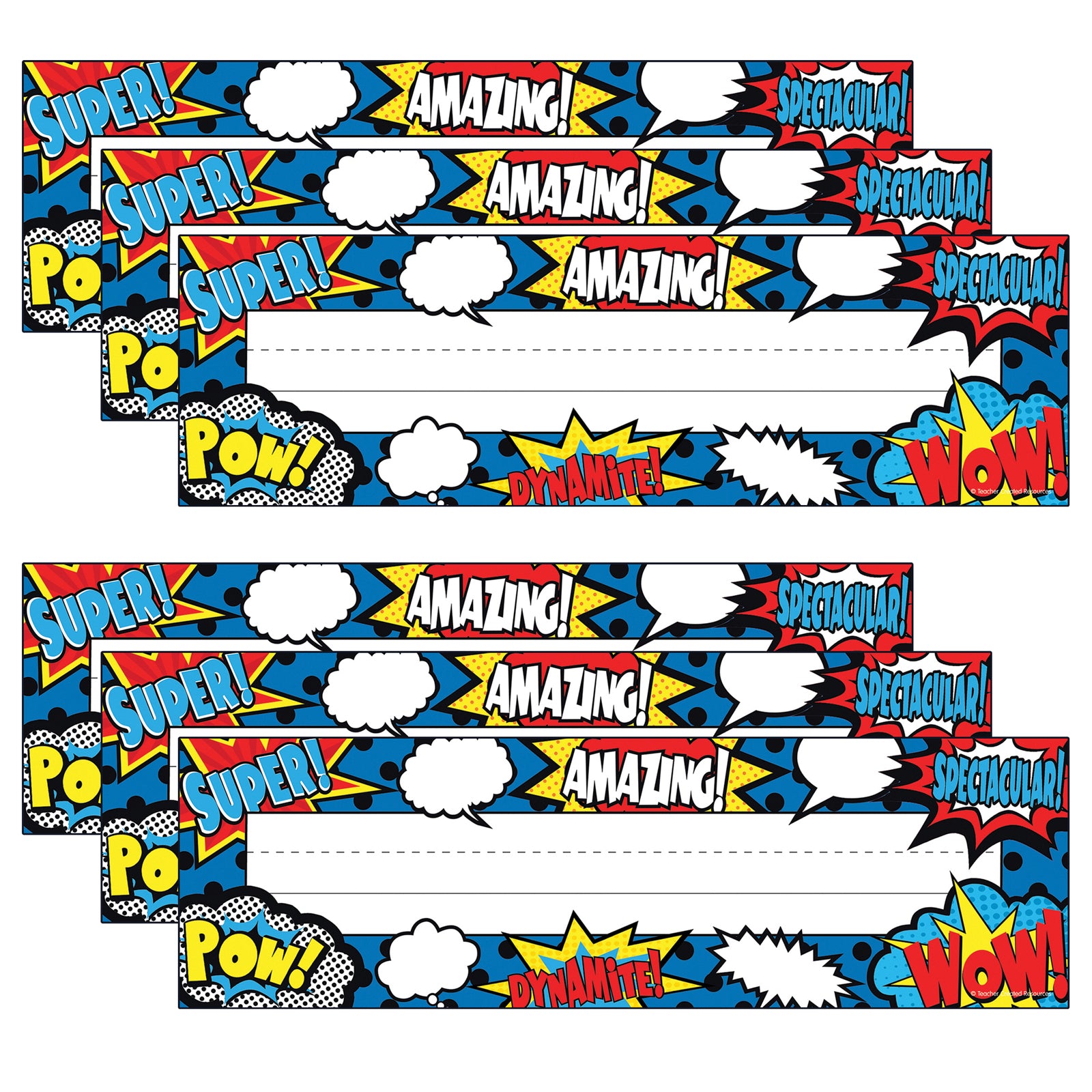 Superhero Flat Name Plates, 36 Per Pack, 6 Packs