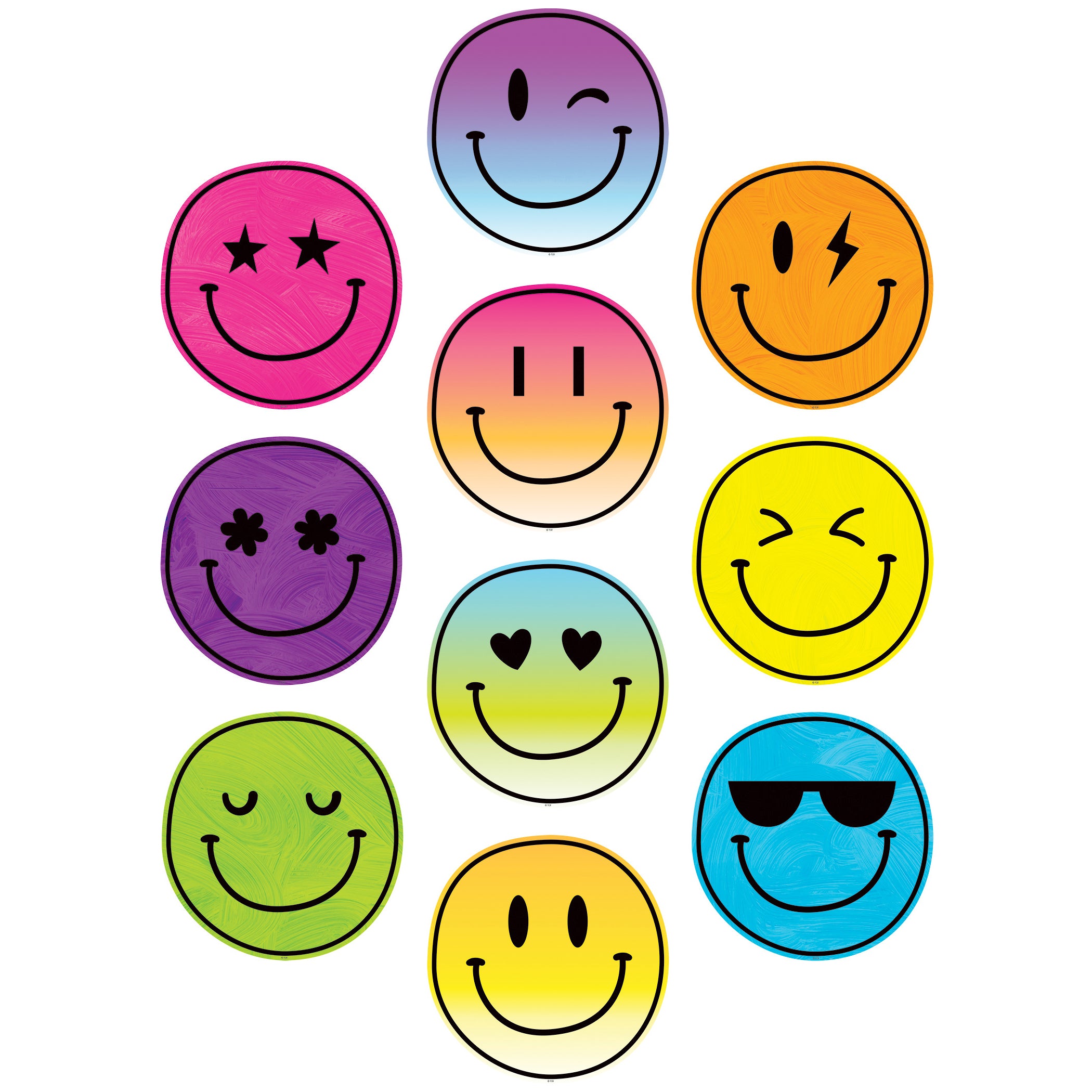 Brights 4Ever Smiley Faces Accents, 30 Per Pack, 3 Packs