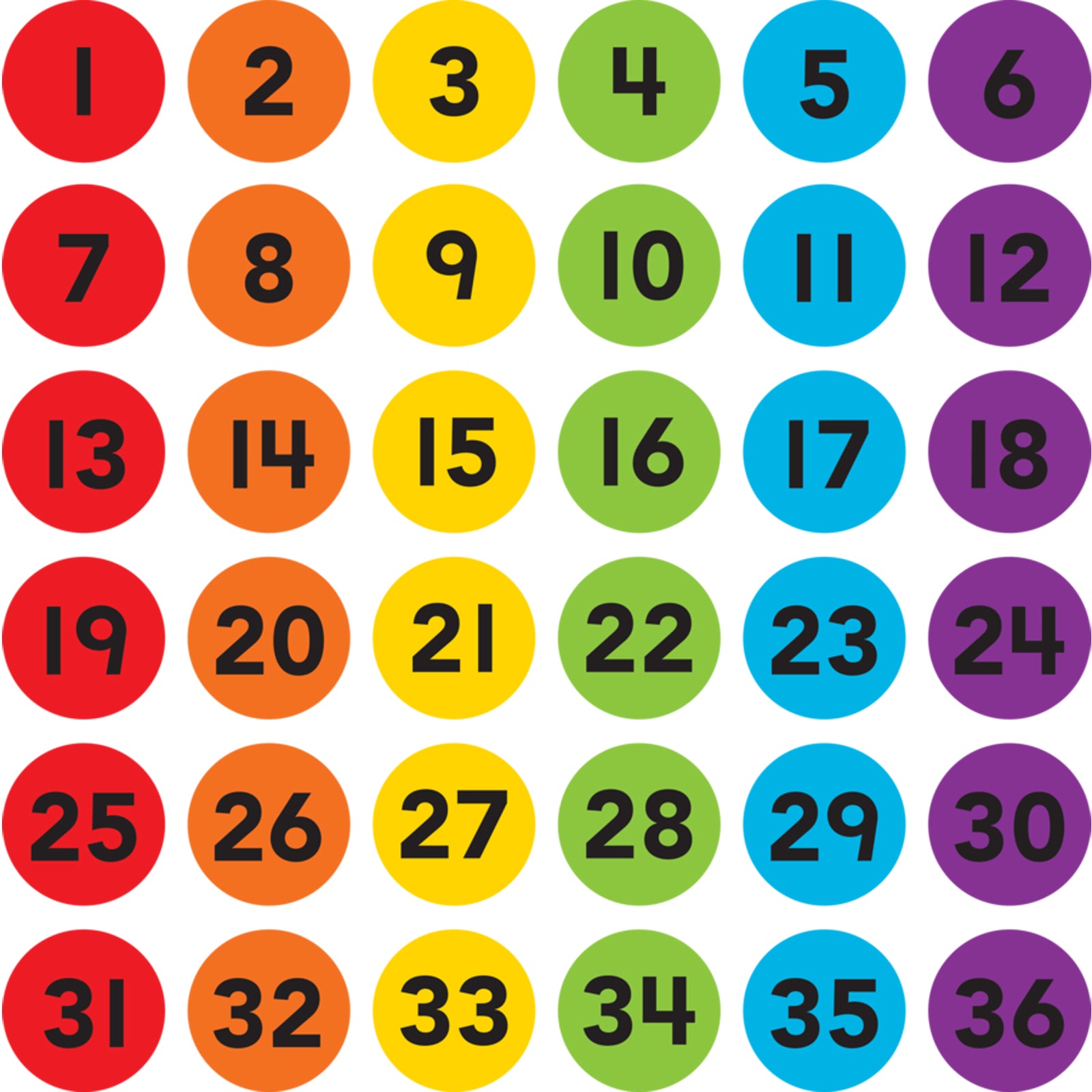 Spot On® Numbers 1–36 Carpet Markers, 4"