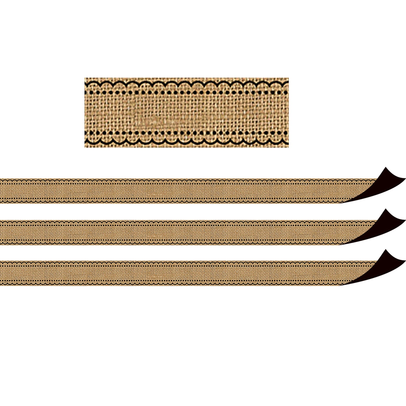 Burlap Design Magnetic Border, 24 Feet Per Pack, 3 Packs