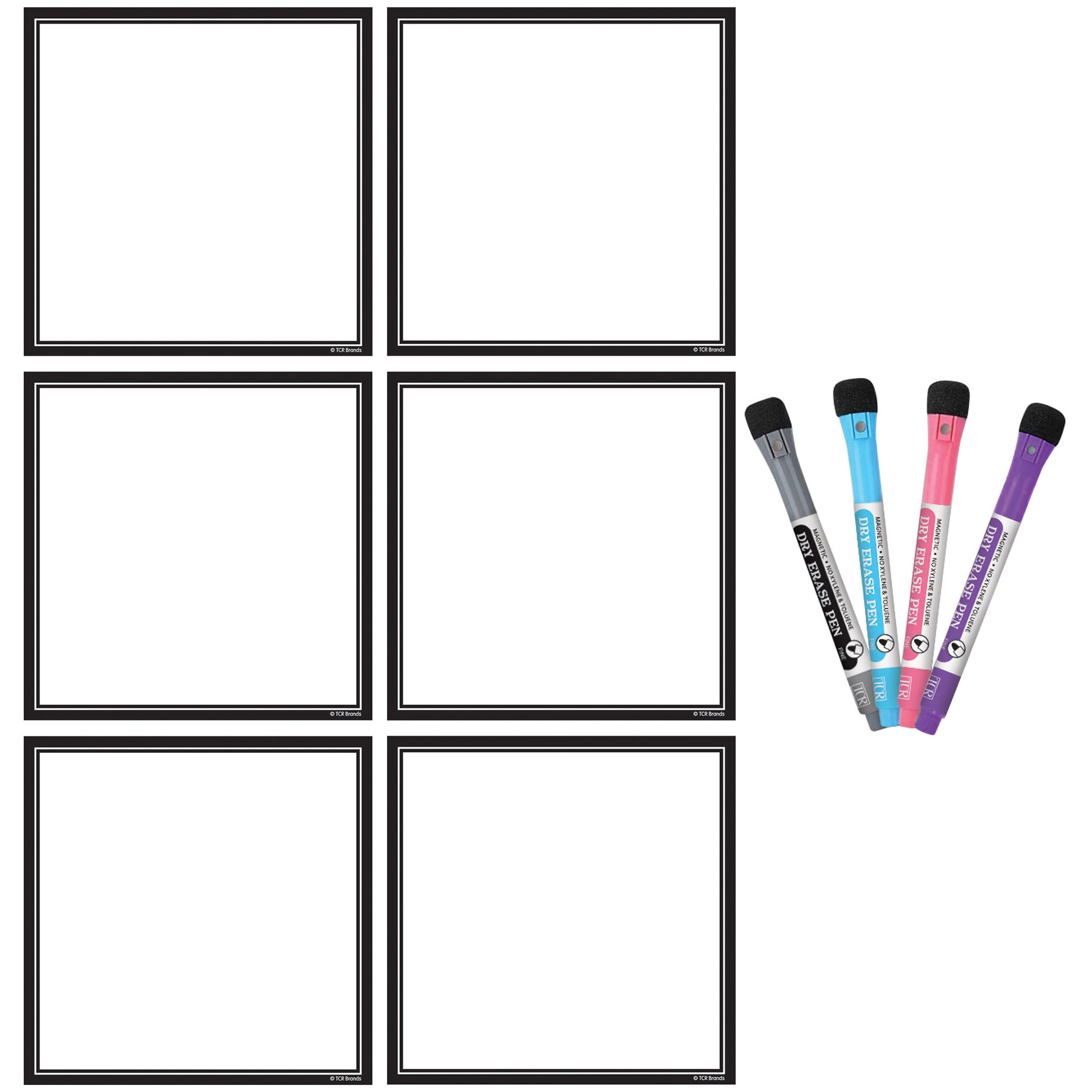 Black & White Dry-Erase Magnetic Square Notes