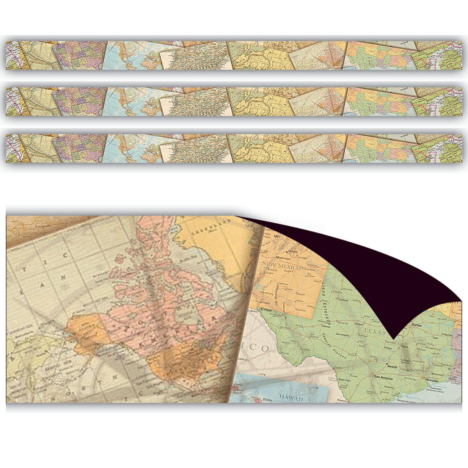 Travel the Map Magnetic Border, 24 Feet Per Pack, 3 Packs