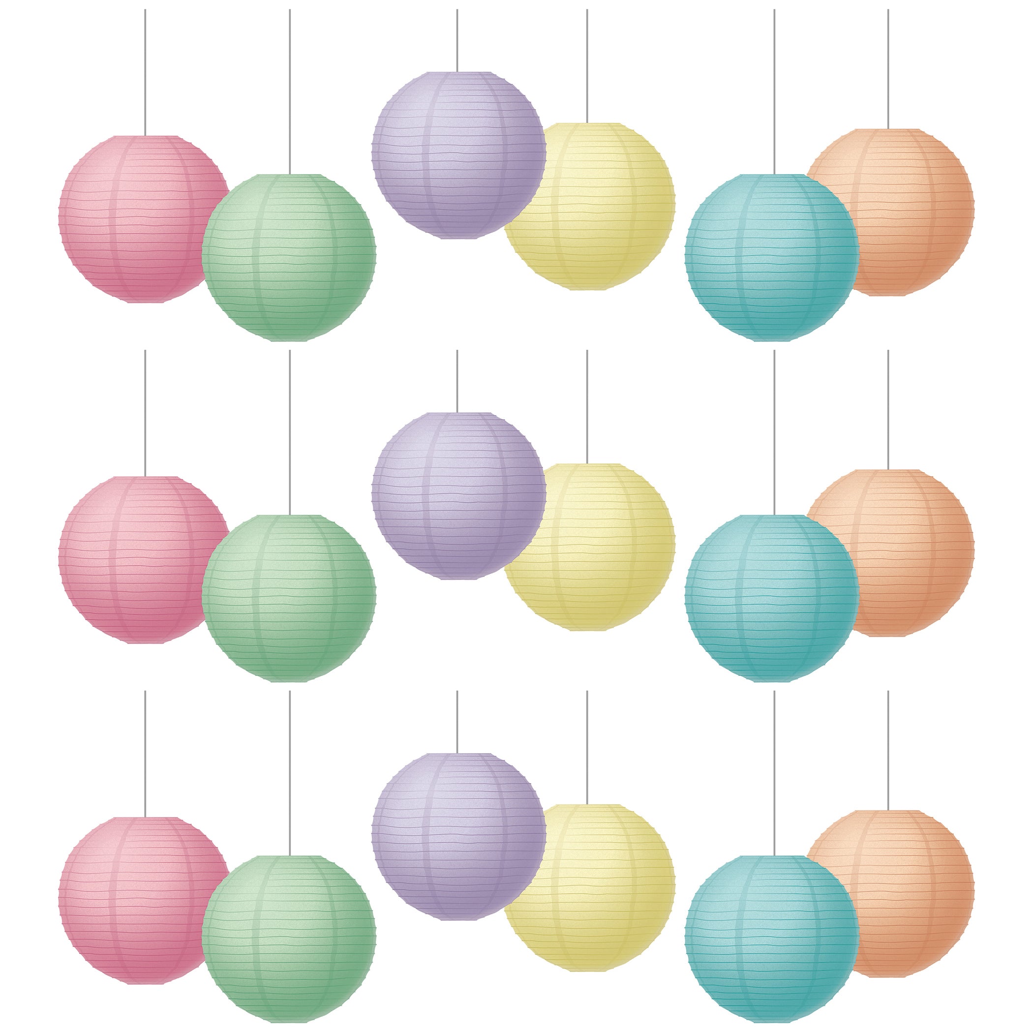 Pastel Pop 8" Hanging Paper Lanterns, 6 Per Pack, 3 Packs