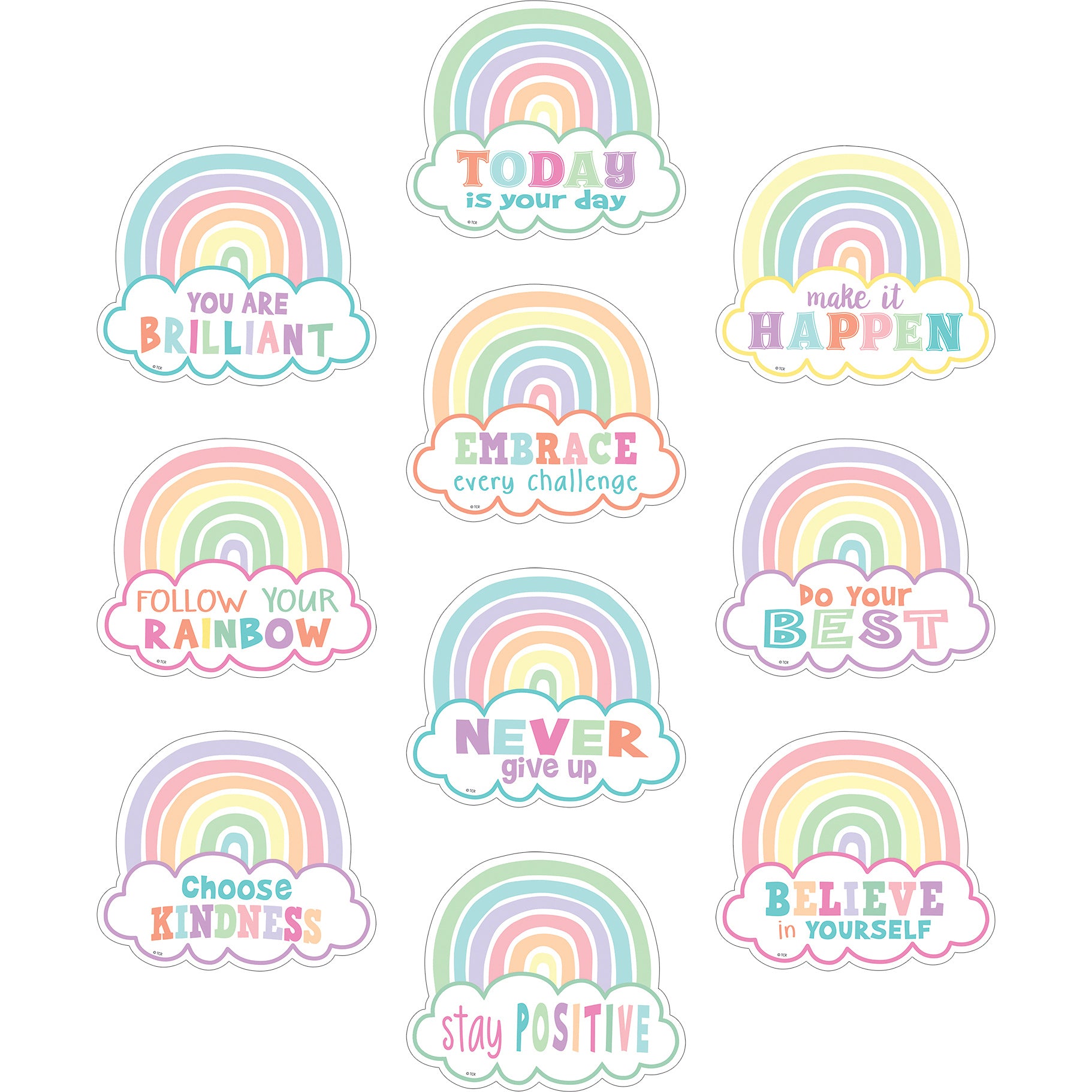 Pastel Pop Positive Sayings Accents, 30 Per Pack, 3 Packs