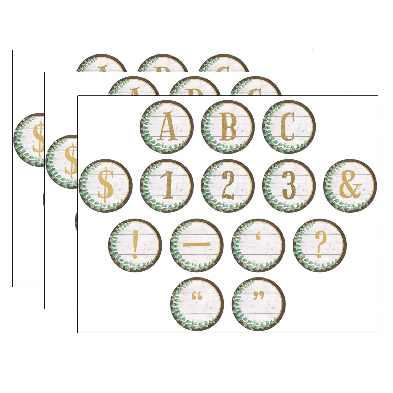 Eucalyptus Circle Letters, 216 Per Pack, 3 Packs