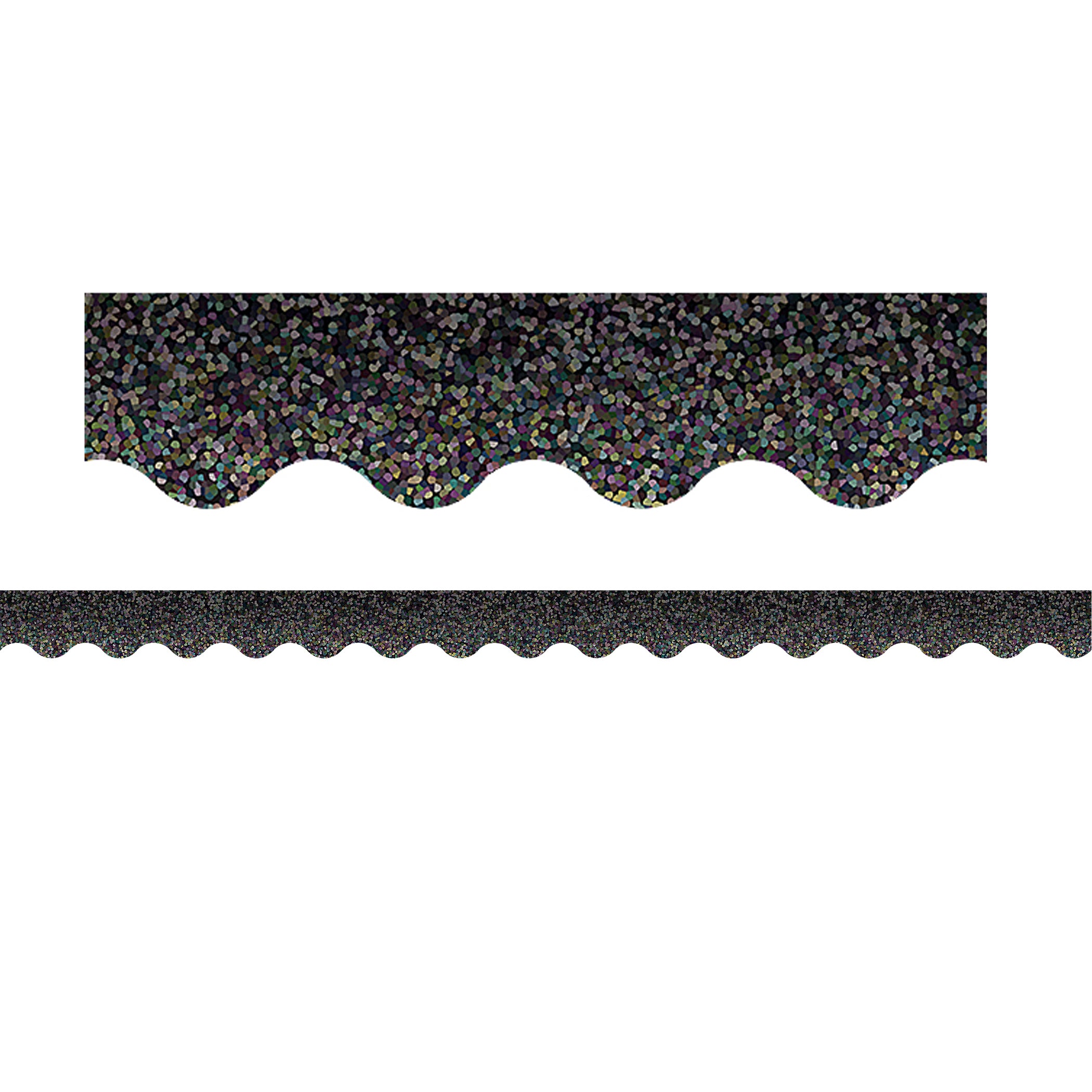 Black Sparkle Scalloped Border Trim, 35 Feet Per Pack, 6 Packs