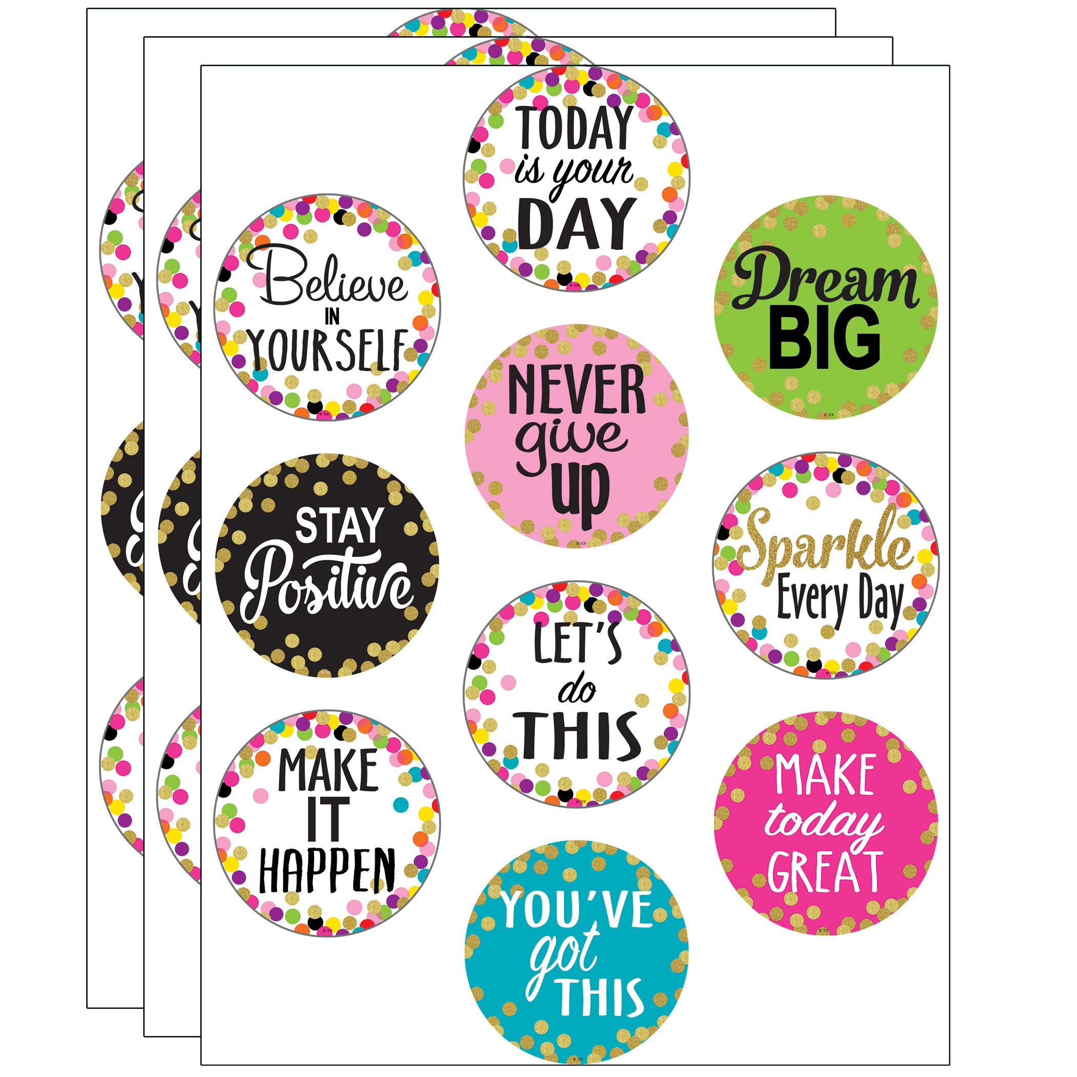 Confetti Positive Sayings Accents, 30 Per Pack, 3 Packs