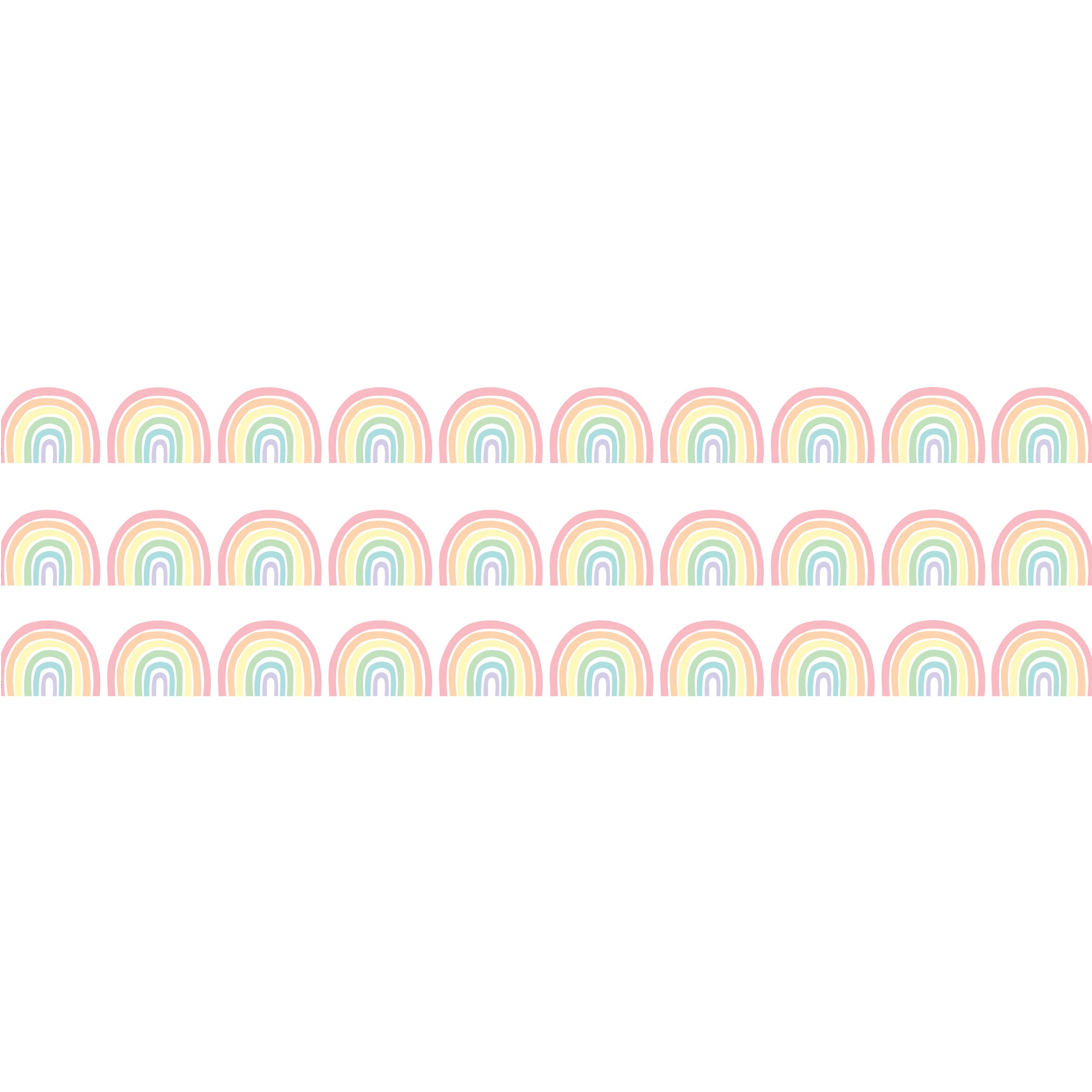 Pastel Pop Rainbows Die-Cut Rolled Border Trim, 50 Feet, 3 Rolls