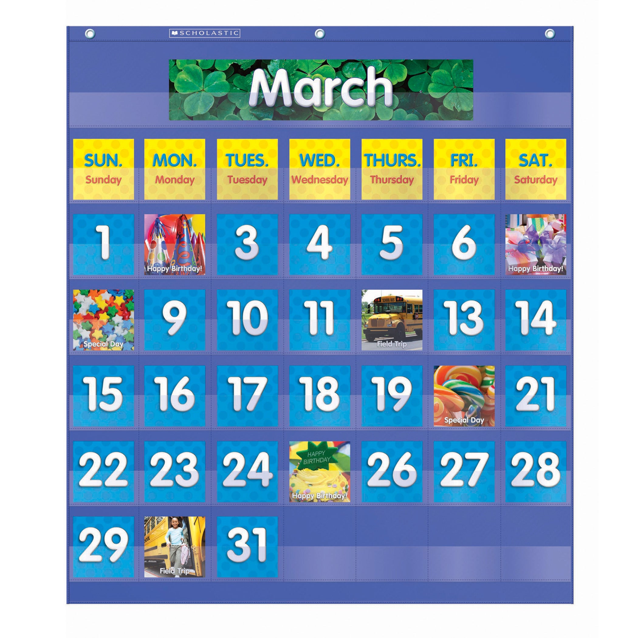 Monthly Calendar Pocket Chart, 61 Pieces