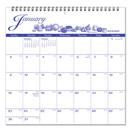 Illustrator’s Edition Wall Calendar, Victorian Illustrations Artwork, 12 X 12, White/blue Sheets, 12-month (jan To Dec): 2024