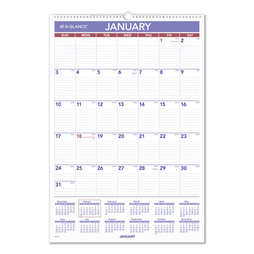 Erasable Wall Calendar, 15.5 X 22.75, White Sheets, 12-month (jan To Dec): 2024