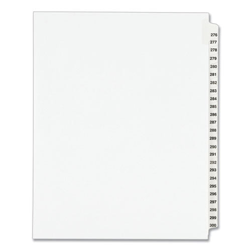 Preprinted Legal Exhibit Side Tab Index Dividers, Avery Style, 25-tab, 276 To 300, 11 X 8.5, White, 1 Set, (1341)