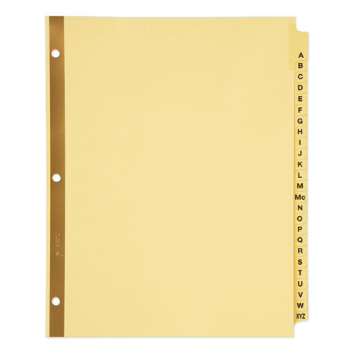 Preprinted Laminated Tab Dividers With Gold Reinforced Binding Edge, 25-tab, A To Z, 11 X 8.5, Buff, 1 Set