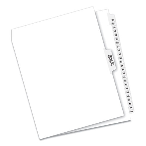 Preprinted Legal Exhibit Side Tab Index Dividers, Avery Style, 26-tab, 26 To 50, 11 X 8.5, White, 1 Set