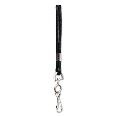 Rope Lanyard, Metal Hook Fastener, 36" Long, Nylon, Black