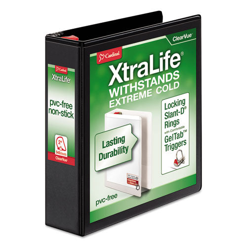 Xtralife Clearvue Non-stick Locking Slant-d Ring Binder, 3 Rings, 2" Capacity, 11 X 8.5, Black