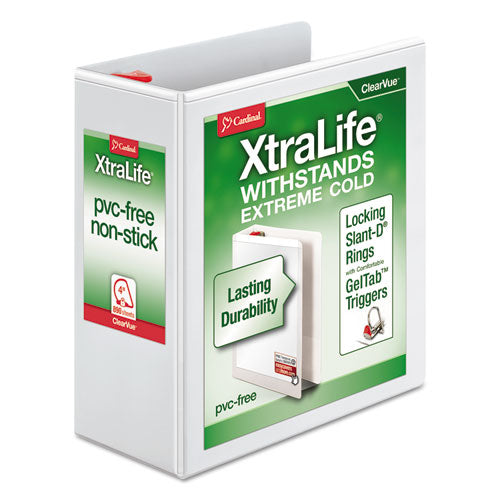 Xtralife Clearvue Non-stick Locking Slant-d Ring Binder, 3 Rings, 4" Capacity, 11 X 8.5, White