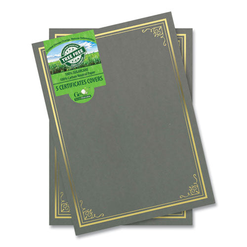 Certificate/document Cover, 9.75" X 12.5", Gray With Gold Foil, 5/pack