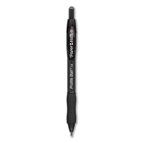 Profile Ballpoint Pen, Retractable, Medium 1 Mm, Black Ink, Translucent Black Barrel, Dozen