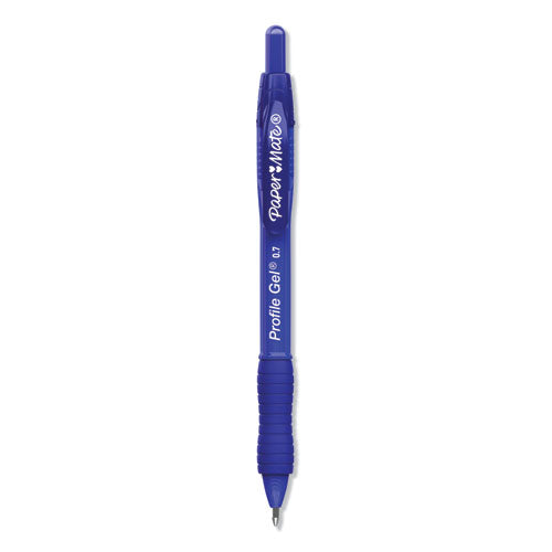 Profile Gel Pen, Retractable, Medium 0.7 Mm, Blue Ink, Translucent Blue Barrel, Dozen