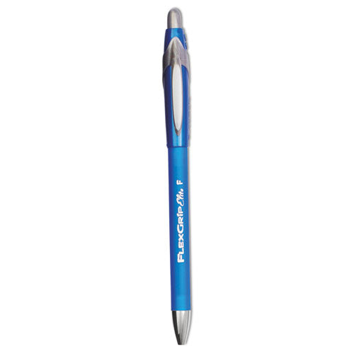 Flexgrip Elite Ballpoint Pen, Retractable, Fine 0.8 Mm, Blue Ink, Blue Barrel, Dozen