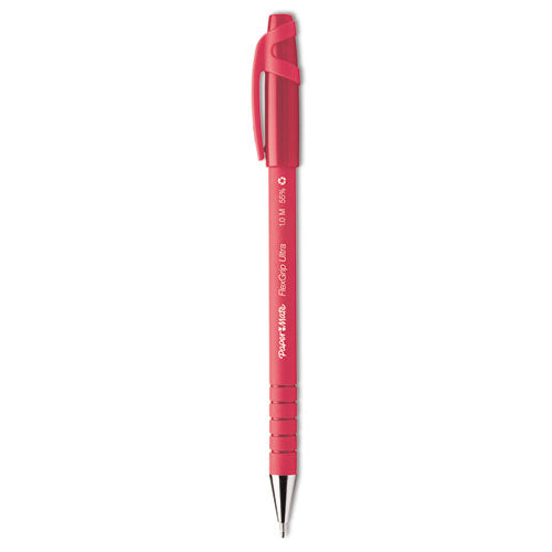 Flexgrip Ultra Ballpoint Pen, Stick, Medium 1 Mm, Red Ink, Red Barrel, Dozen