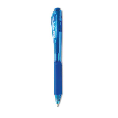 Wow! Ballpoint Pen, Retractable, Medium 1 Mm, Blue Ink, Blue Barrel, Dozen