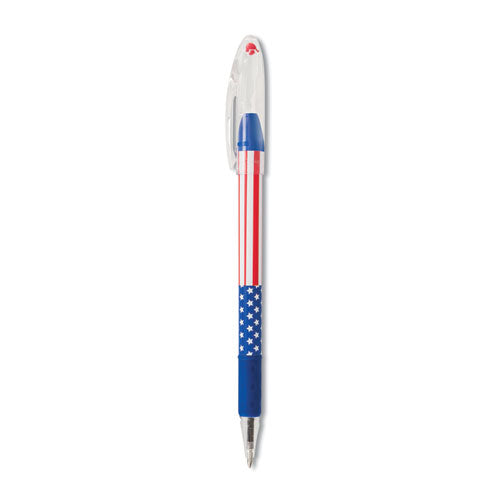 R.s.v.p. Stars And Stripes Ballpoint Pen, Stick, Fine 0.7 Mm, Black Ink, Red/white/blue Barrel, Dozen