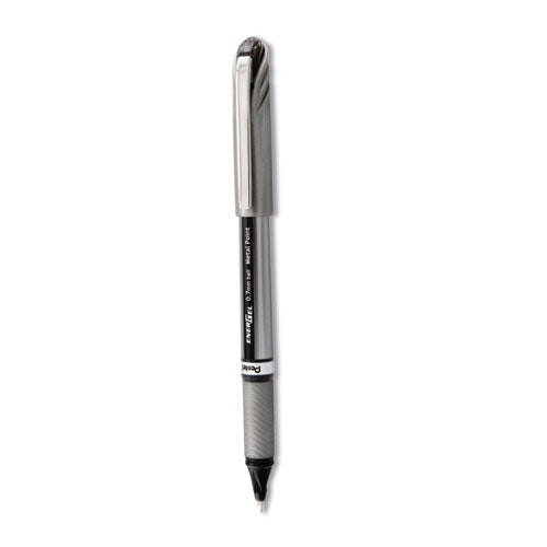 Energel Nv Gel Pen, Stick, Medium 0.7 Mm, Black Ink, Gray Barrel, Dozen