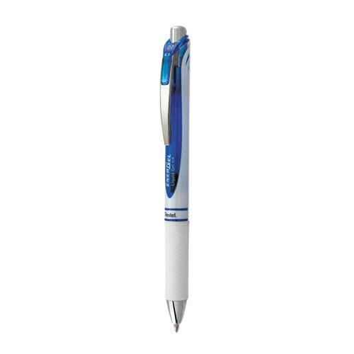 Energel Rtx Gel Pen, Retractable, Medium 0.7 Mm, Blue Ink, White/blue Barrel