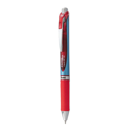 Energel Rtx Gel Pen, Retractable, Fine 0.5 Mm Needle Tip, Red Ink, Silver/red Barrel