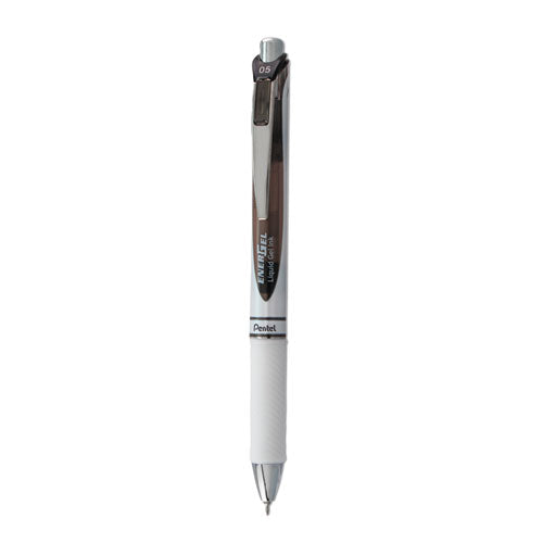 Energel Rtx Gel Pen, Retractable, Fine 0.5 Mm Needle Tip, Black Ink, White/black Barrel