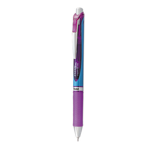 Energel Rtx Gel Pen, Retractable, Fine 0.5 Mm Needle Tip, Violet Ink, Silver/violet Barrel