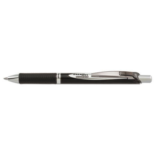 Energel Pro Permanent Ink Gel Pen, Retractable, Medium 0.7 Mm, Black Ink, Black Barrel