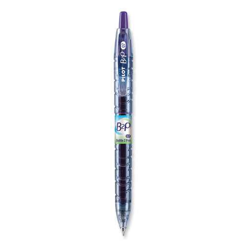 B2p Bottle-2-pen Recycled Gel Pen, Retractable, Fine 0.7 Mm, Purple Ink, Translucent Blue Barrel