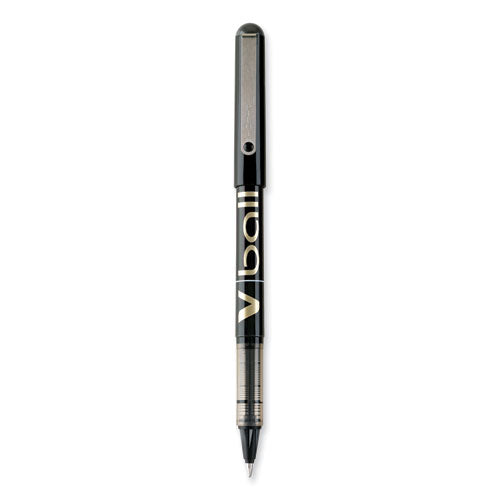 Vball Liquid Ink Roller Ball Pen, Stick, Fine 0.7 Mm, Black Ink, Black Barrel, Dozen