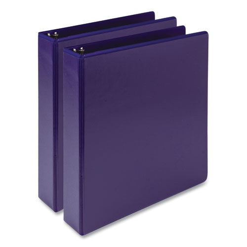 Earth's Choice Plant-based Economy Round Ring View Binders, 3 Rings, 1.5" Capacity, 11 X 8.5, Purple, 2/pack