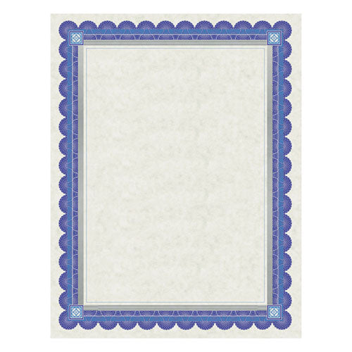 Parchment Certificates, Academic, 8.5 X 11, Ivory With Blue/silver Foil Border, 15/pack