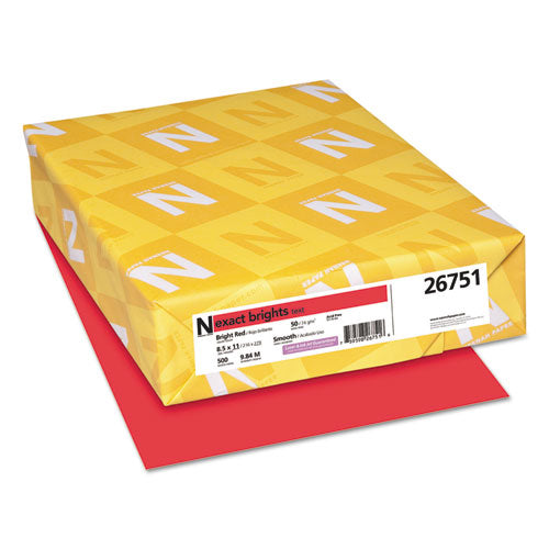 Exact Brights Paper, 20 Lb Bond Weight, 8.5 X 11, Bright Red, 500/ream